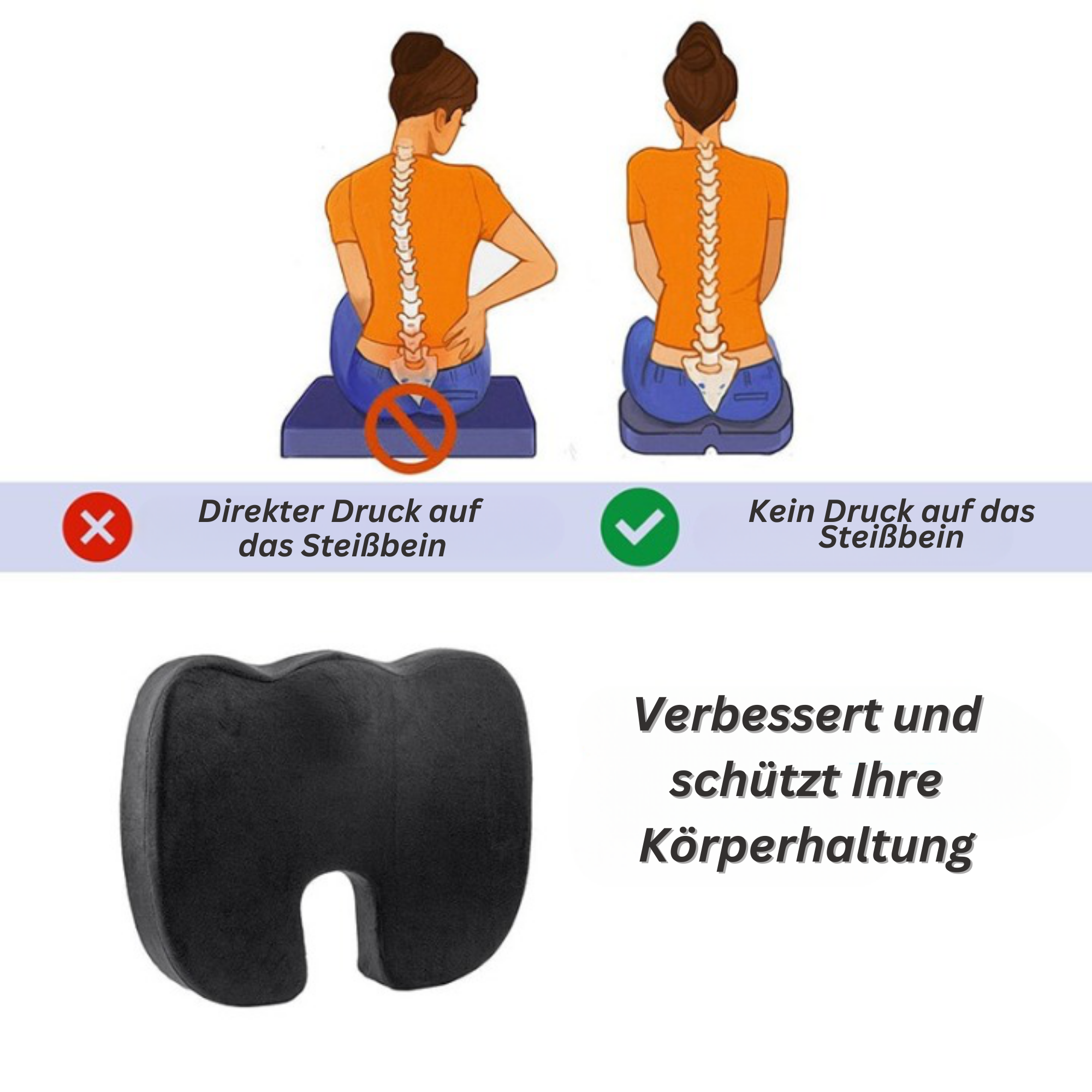 OrthoFoam™️ I Sitzkissen aus Memory-Schaumstoff