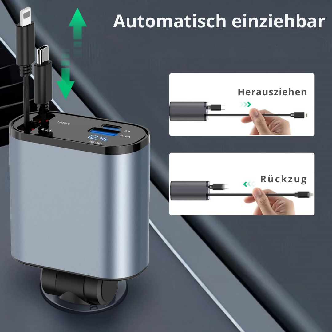 Vortexo™ 4-in-1 Aufziehbares Autoladegerät