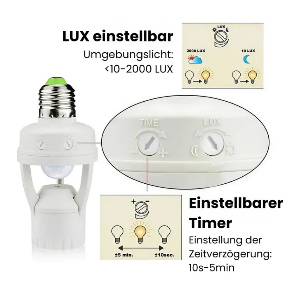 Lumora™ - Bewegungsmelder Glühbirnen-Adapter