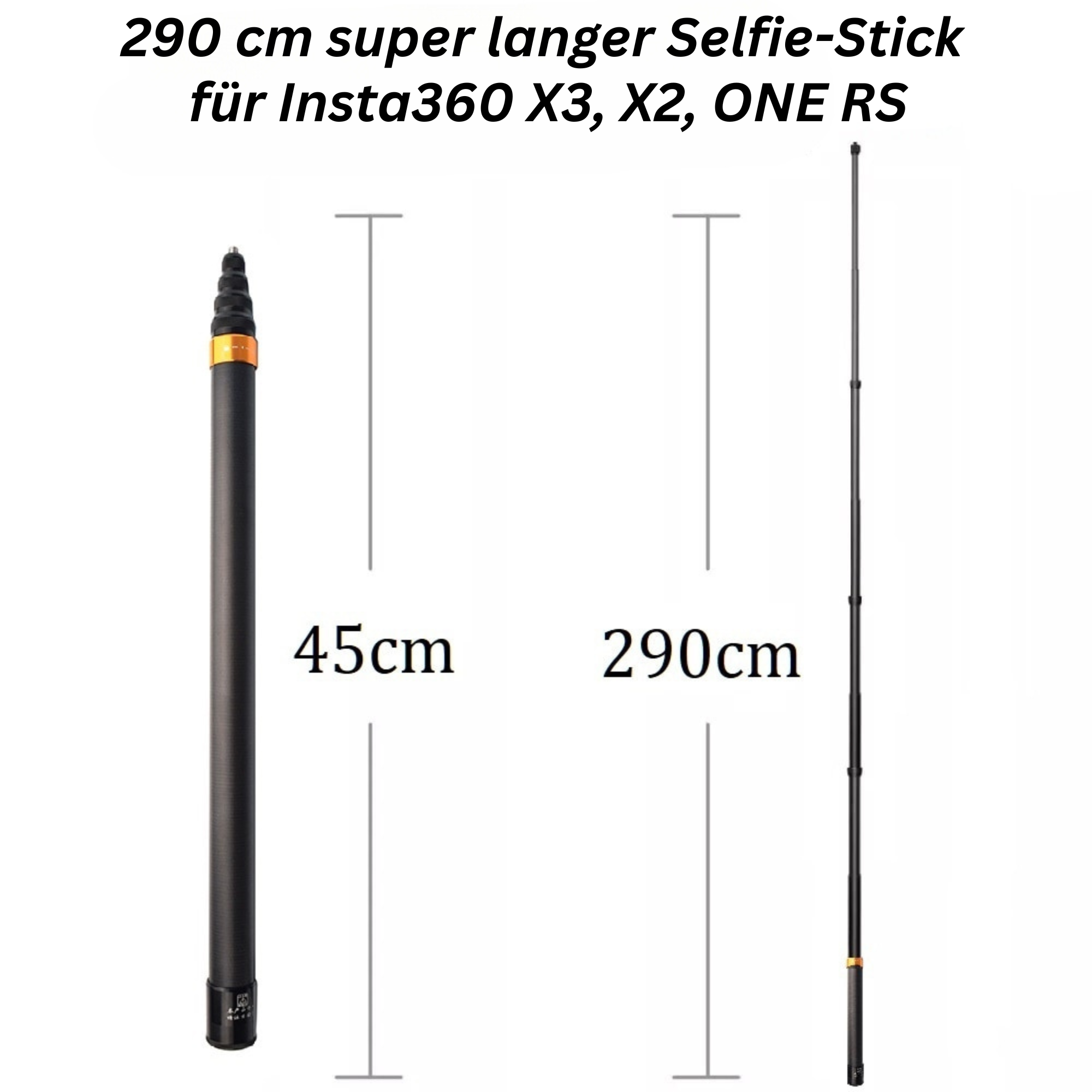 InstaFlair™️ I Unsichtbarer verlängerter Selfie-Stick für insta360