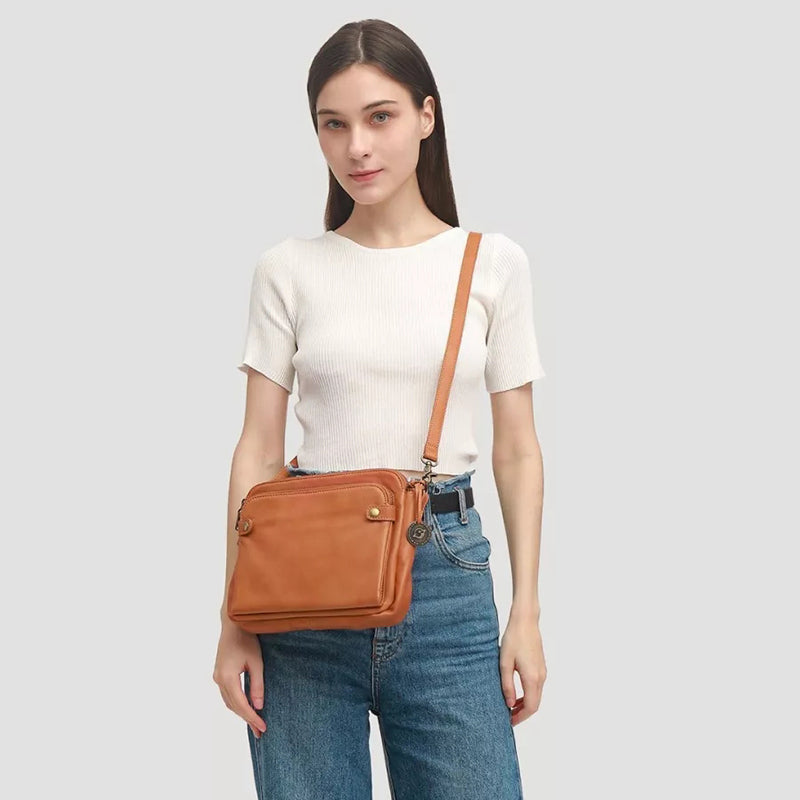 CrossBag™ - Dreilagige Crossbody Tasche Aus Leder
