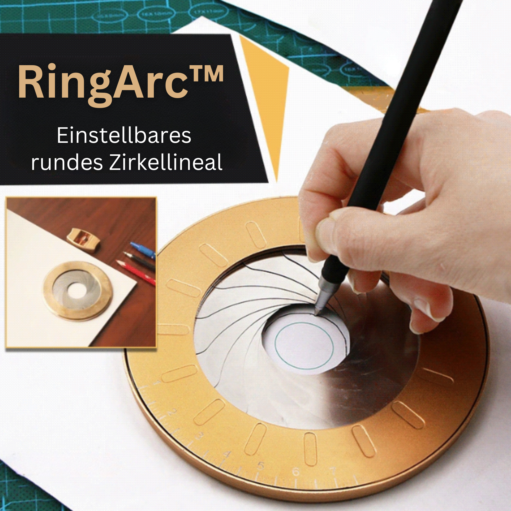 RingArc™️ I Einstellbares rundes Zirkellineal