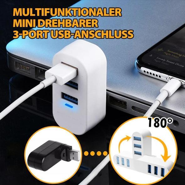 Multi Port™ Multifunktionaler Mini drehbarer 3-Port USB-Anschluss
