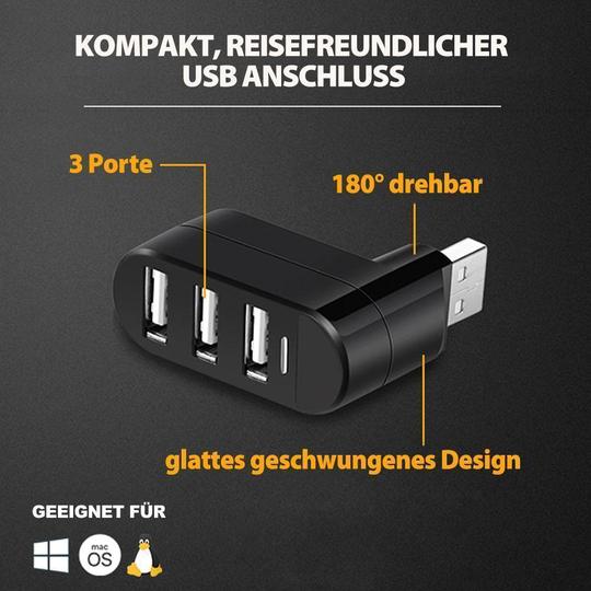 Multi Port™ Multifunktionaler Mini drehbarer 3-Port USB-Anschluss