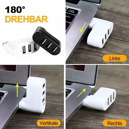 Multi Port™ Multifunktionaler Mini drehbarer 3-Port USB-Anschluss