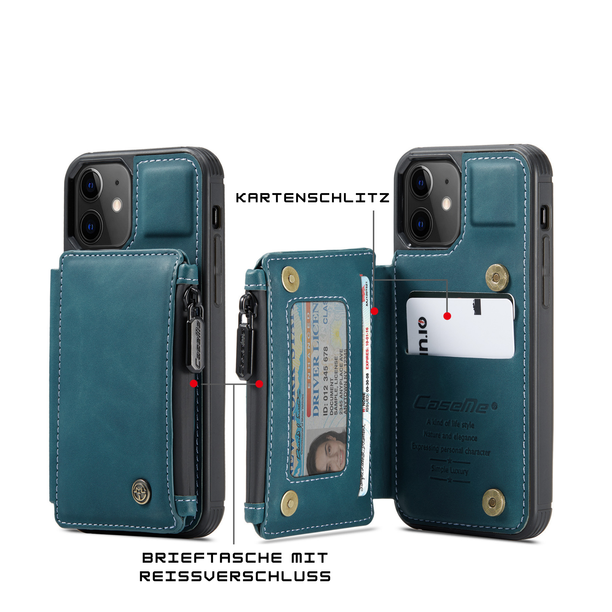 CaseMe™ Leder iPhone Brieftasche