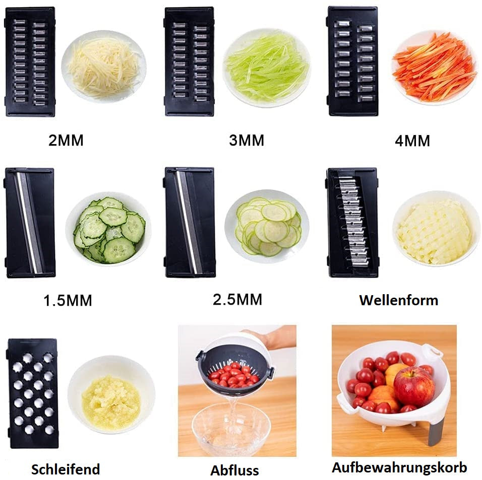 MaxSlicer™ - Multifunktions-Schneidemaschine mit Ablaufkorb