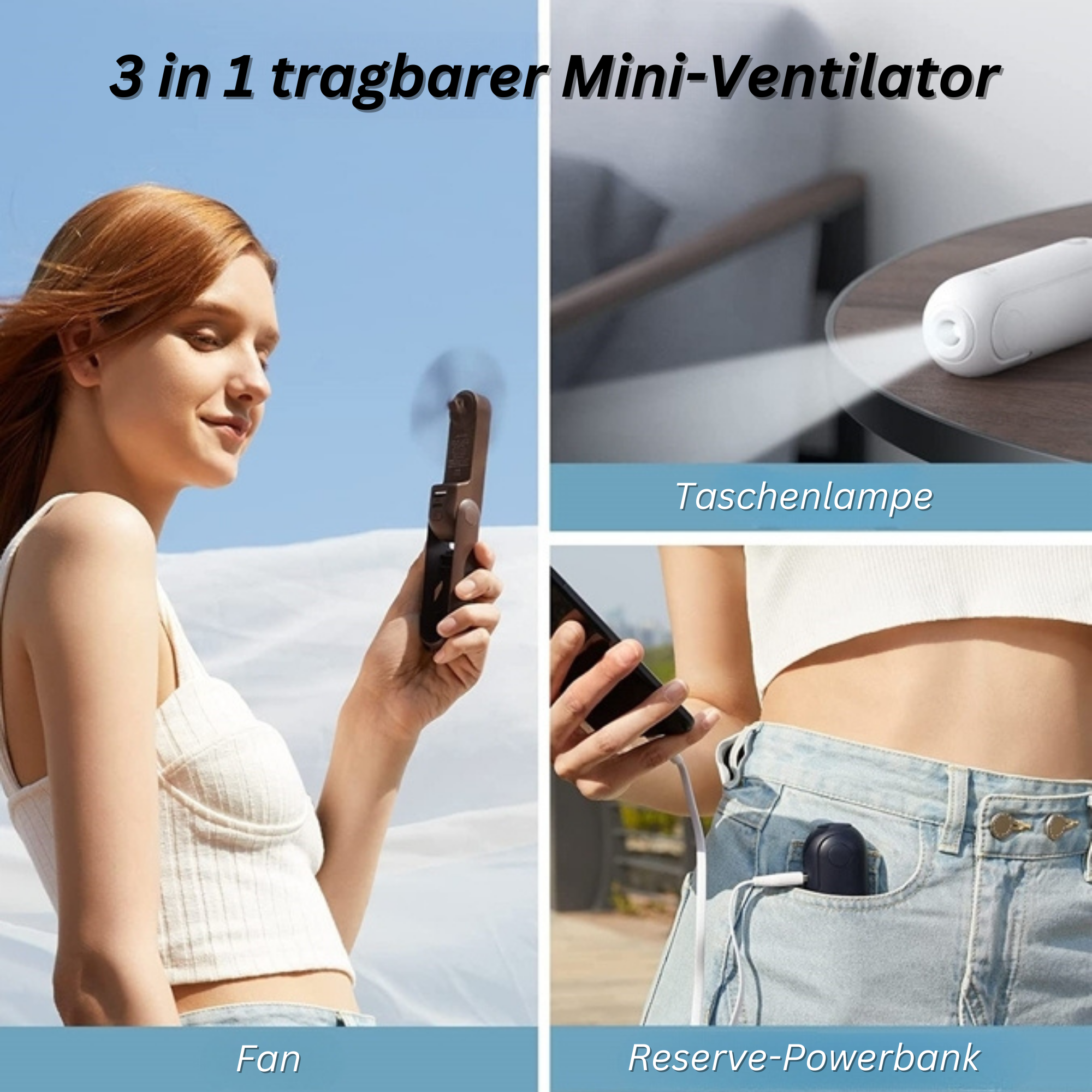 Jisulife™️ I 3 in 1 tragbarer Mini-Ventilator