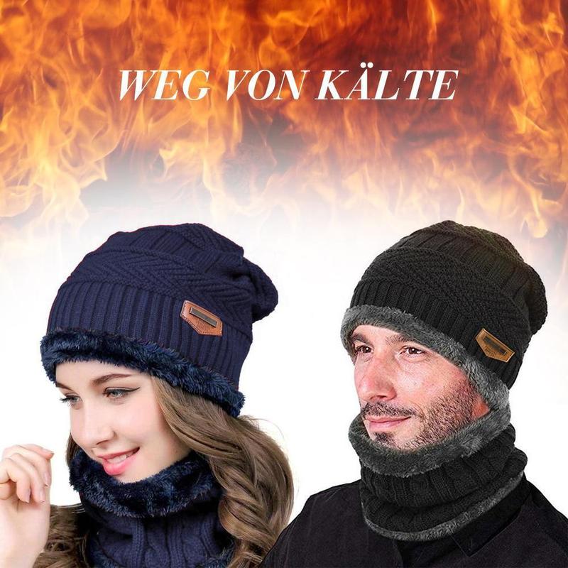 WarmProtect™ - Warme Strickmütze mit Schal Gestrickt & Fleece Set (1+1 GRATIS)