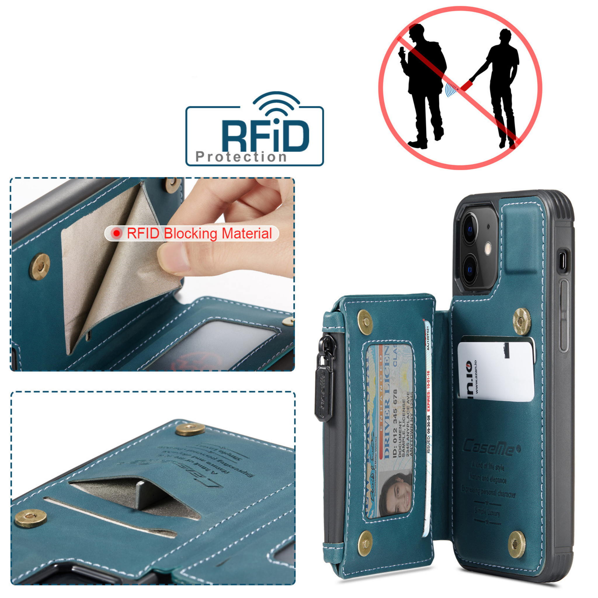 CaseMe™ Leder iPhone Brieftasche
