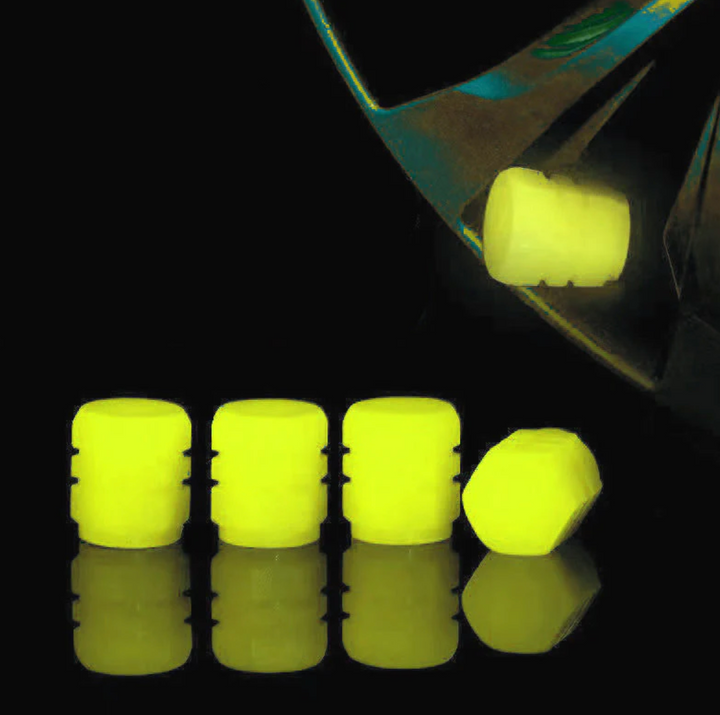 GlowCaps™ - Universelle fluoreszierende Reifenventilkappen (Satz von 4 Stück)