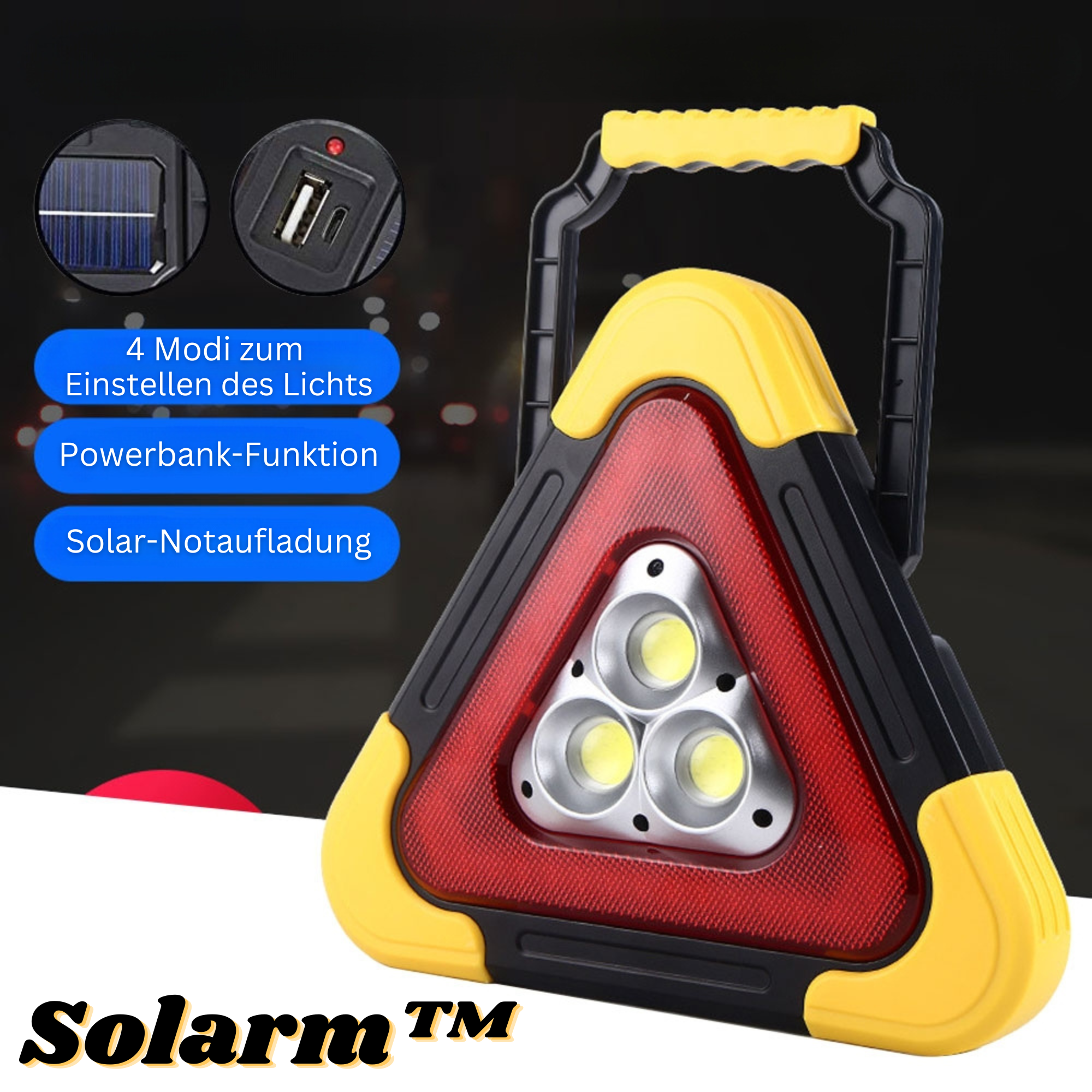 Solarm™ I 2 in 1 Solar-Notfall-Dreieck-Warnleuchte