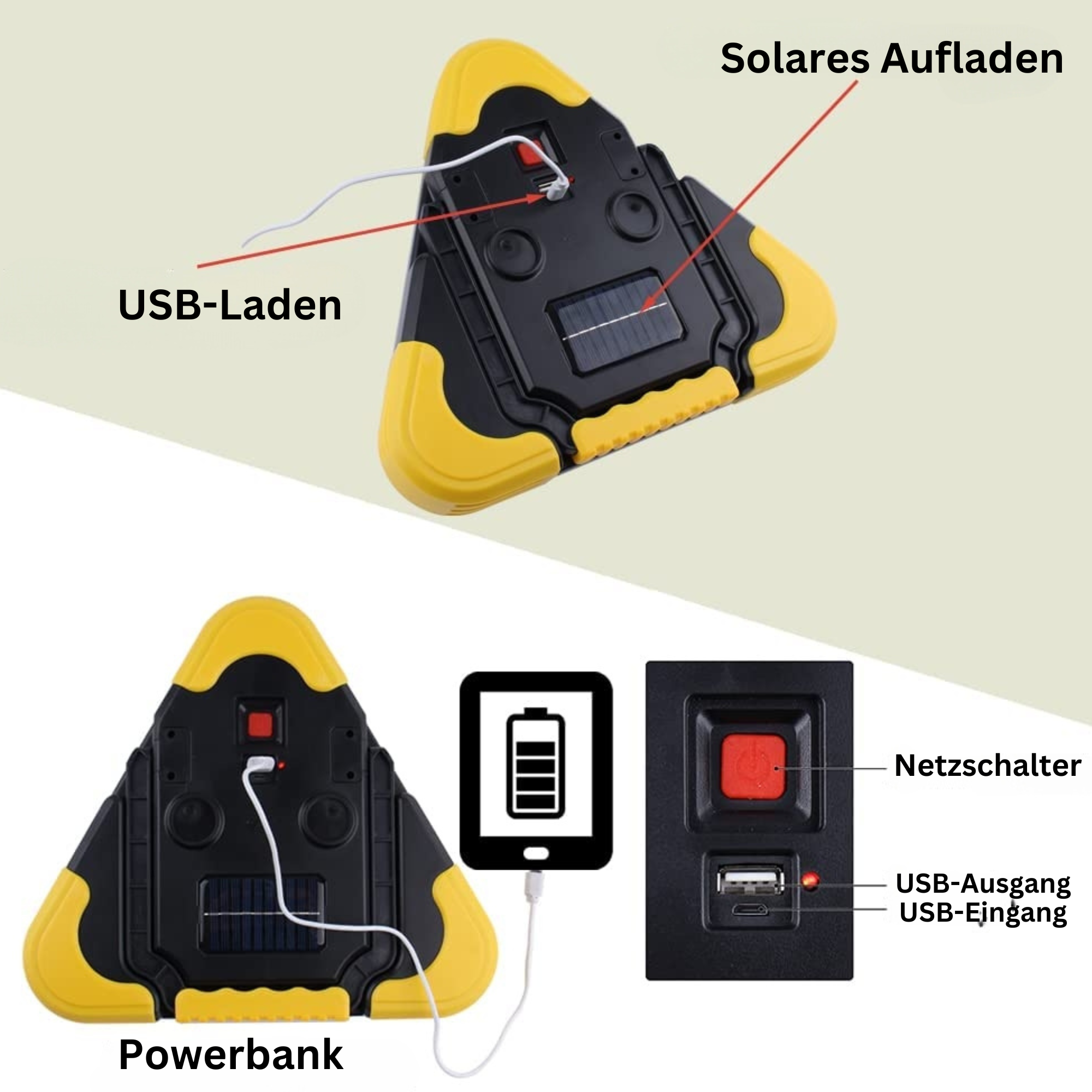 Solarm™ I 2 in 1 Solar-Notfall-Dreieck-Warnleuchte