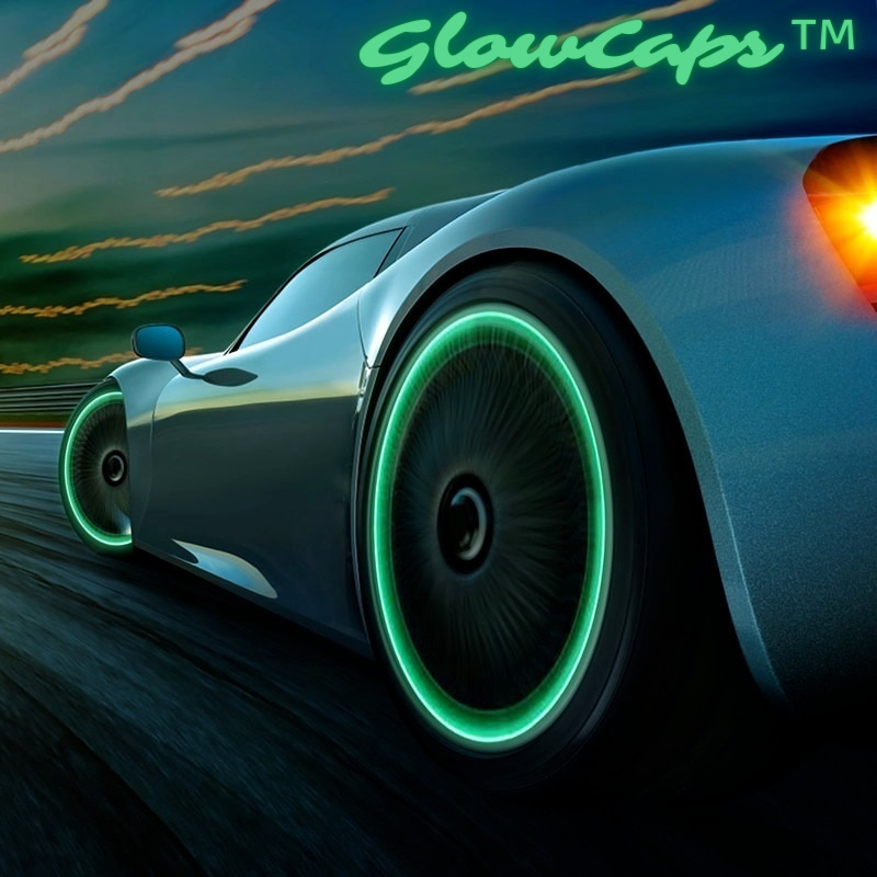 GlowCaps™ - Universelle fluoreszierende Reifenventilkappen (Satz von 4 Stück)
