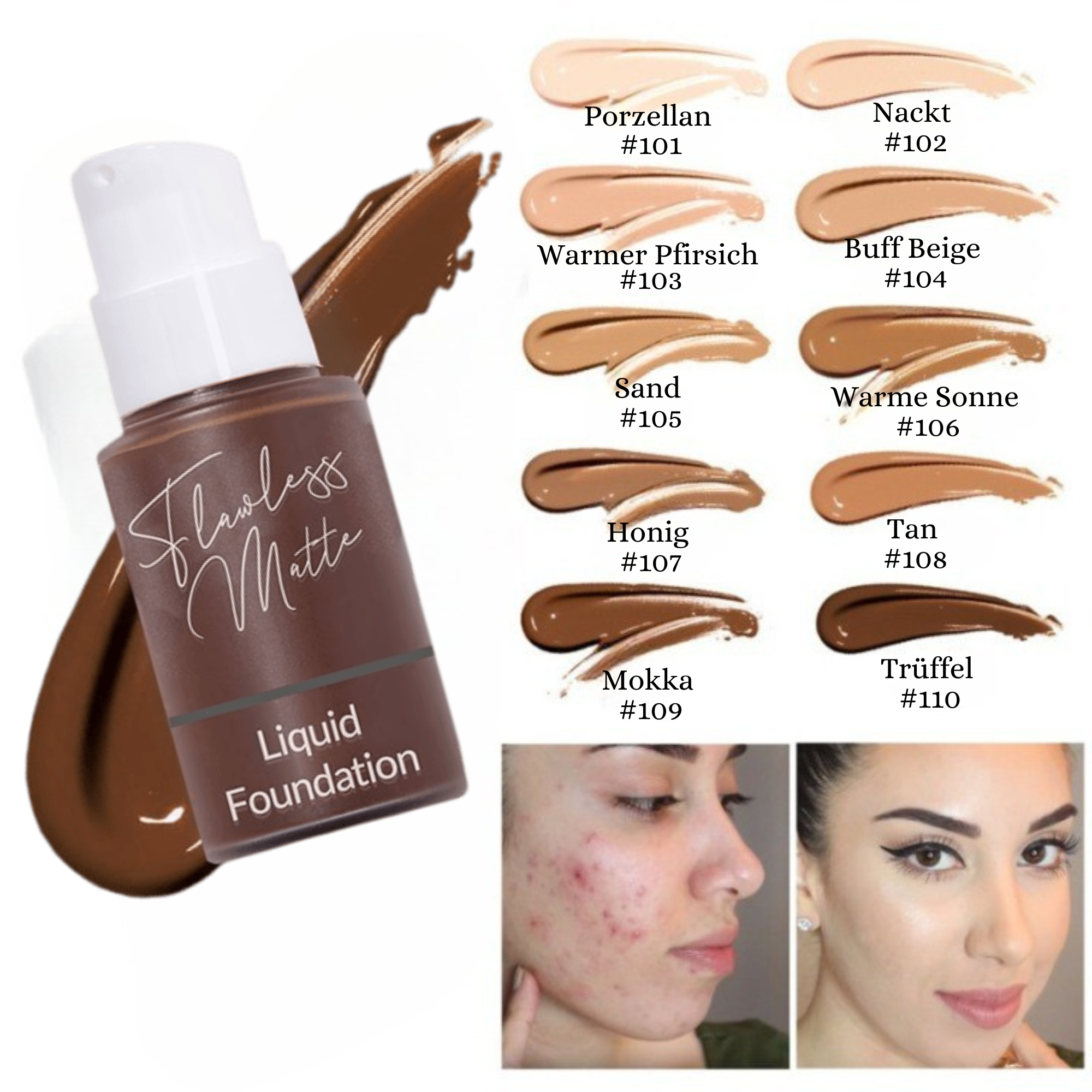 Phoera™️ I Makellose, matte Flüssigfoundation