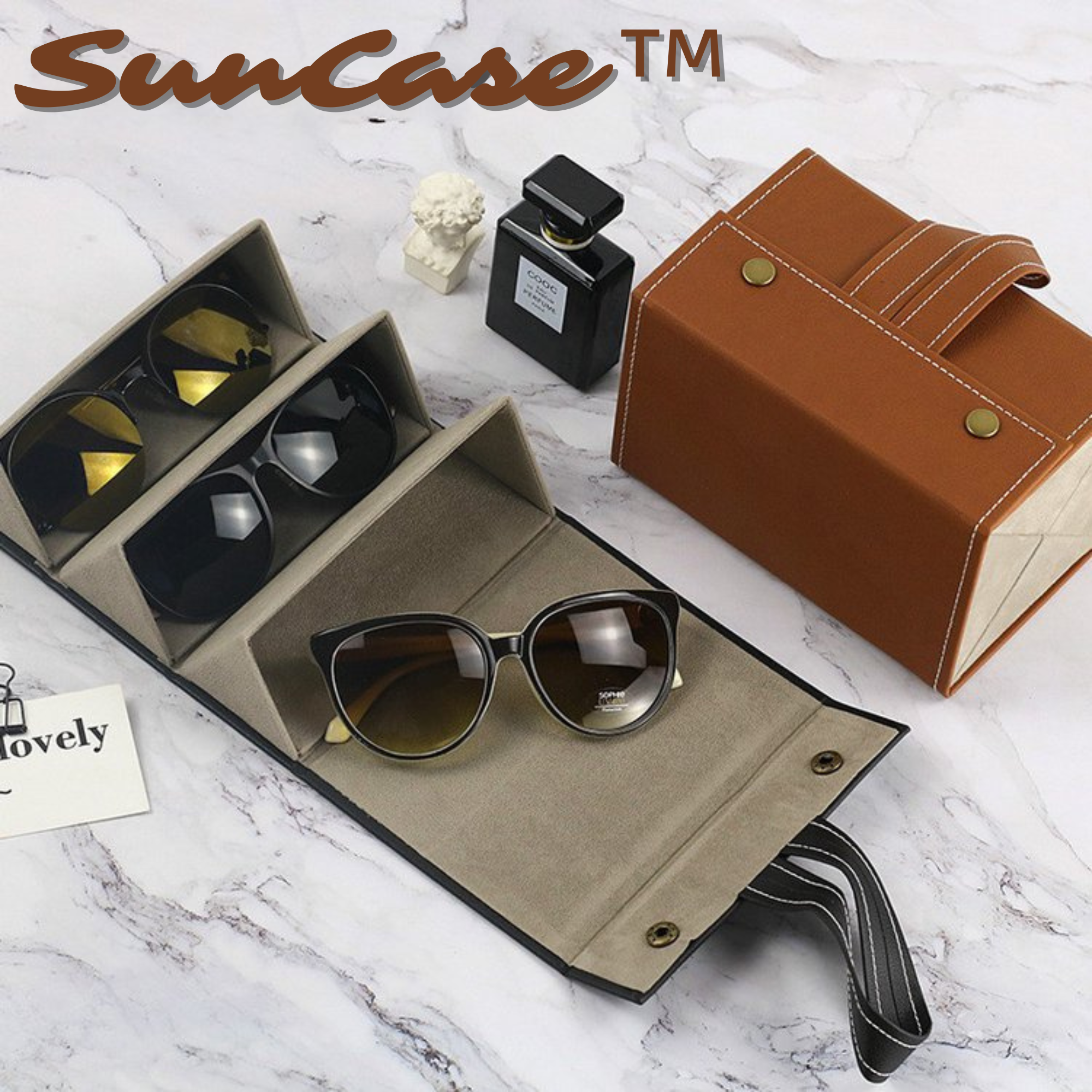 SunCase™️ I Faltbares Leder-Sonnenbrillenetui