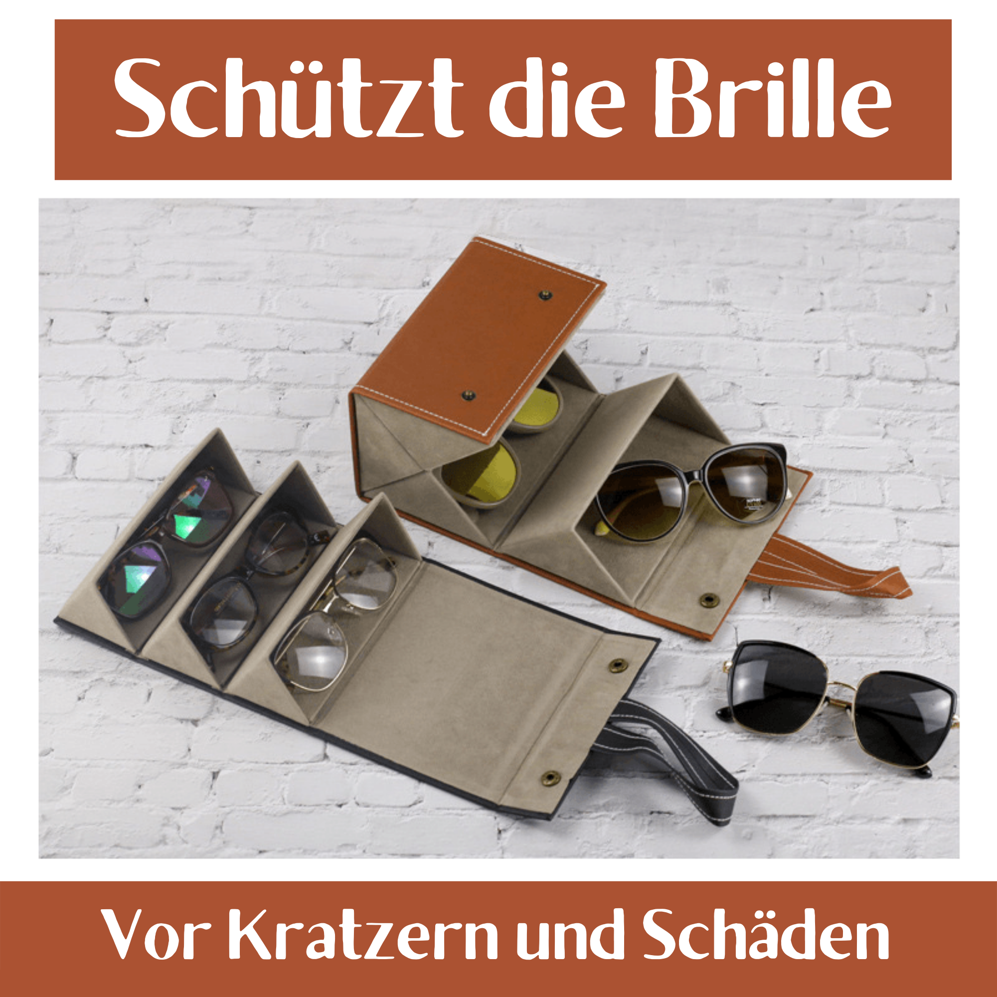SunCase™️ I Faltbares Leder-Sonnenbrillenetui
