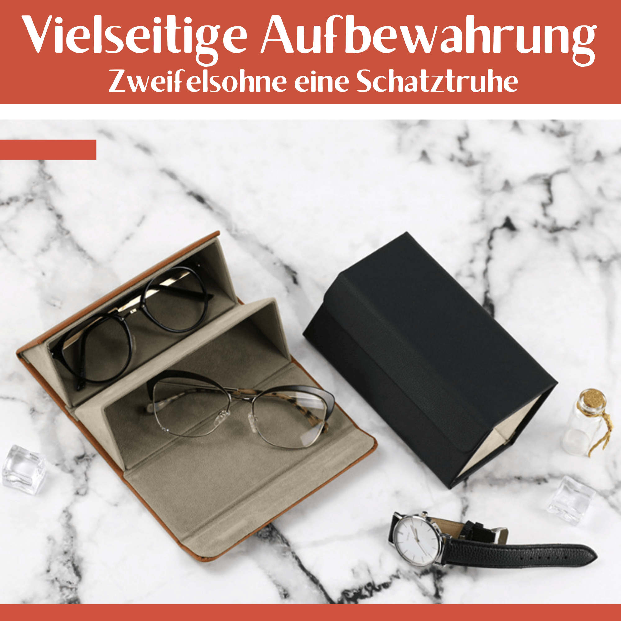 SunCase™️ I Faltbares Leder-Sonnenbrillenetui