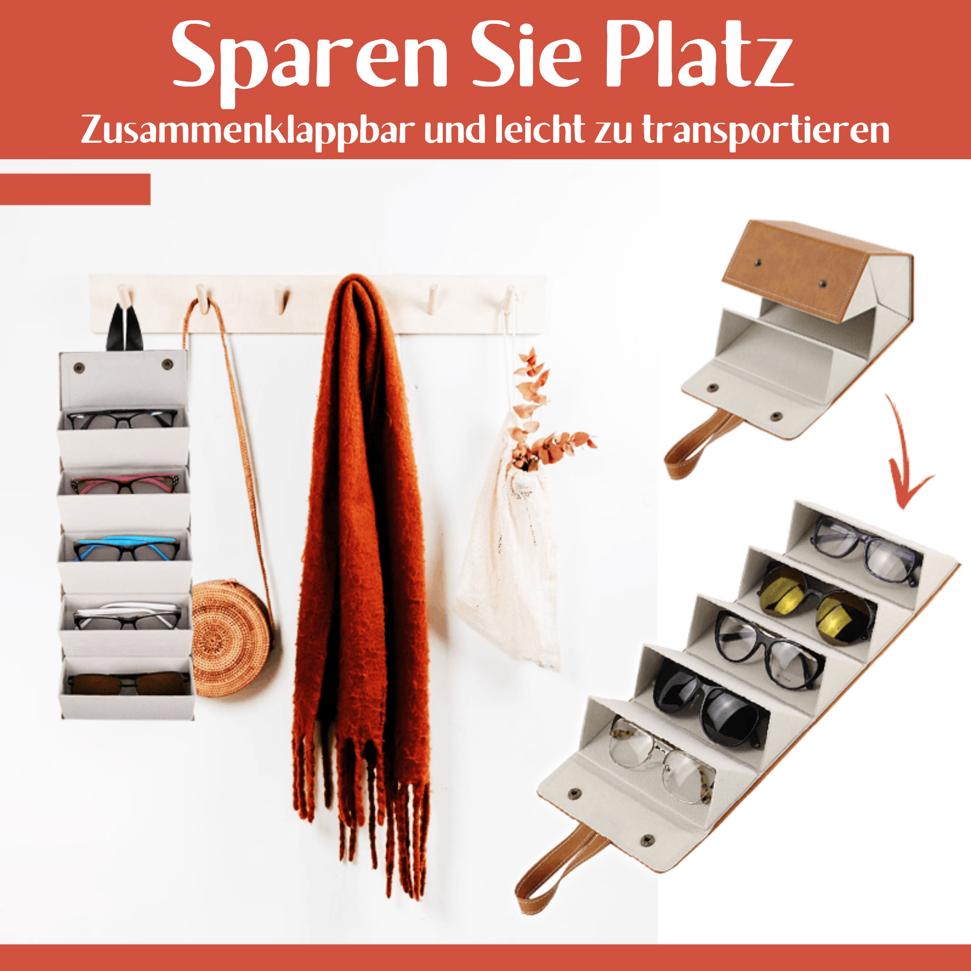 SunCase™️ I Faltbares Leder-Sonnenbrillenetui