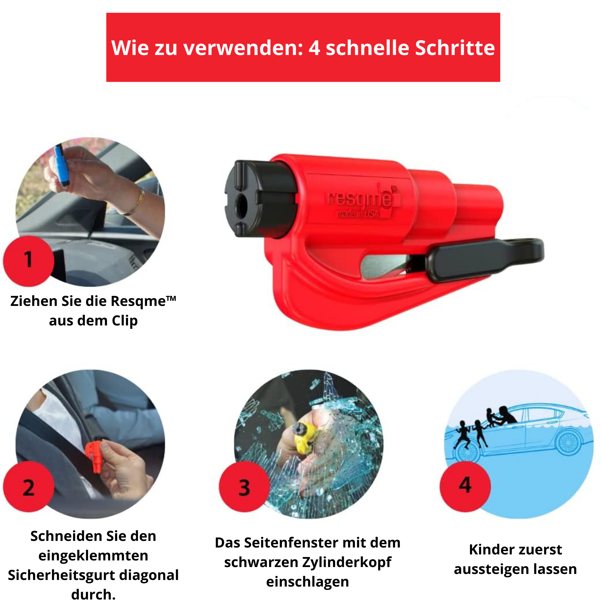 Resqme™️ I 2 in 1 Notfall-Schlüsselanhänger-Breaker (1+1 GRATIS)