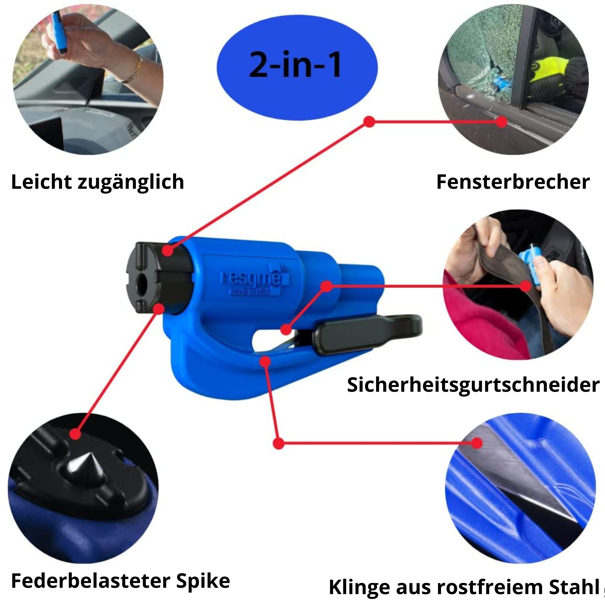 Resqme™️ I 2 in 1 Notfall-Schlüsselanhänger-Breaker (1+1 GRATIS)