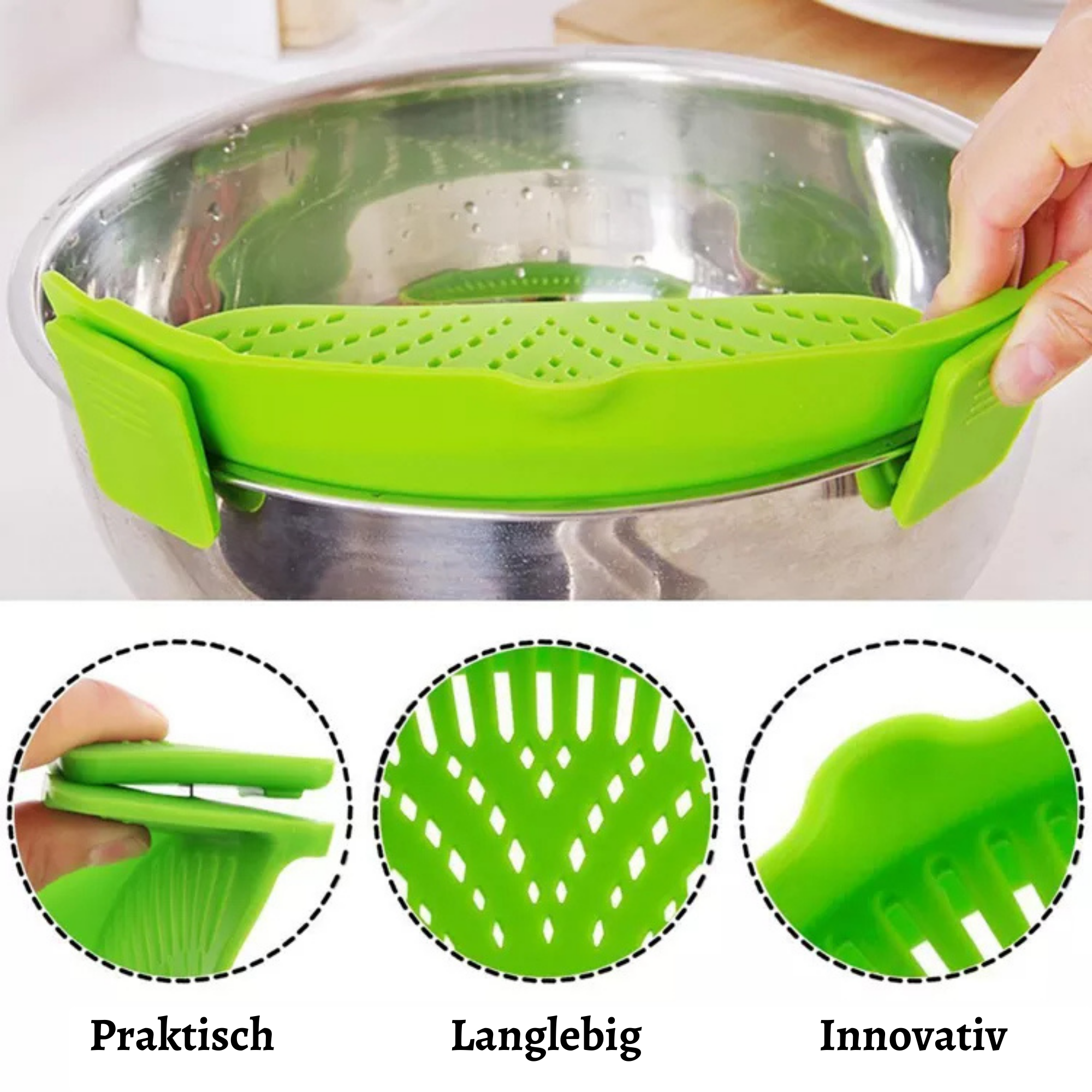 MaxStrainer™️ I Topfsieb aus Silikon (1+1 GRATIS)