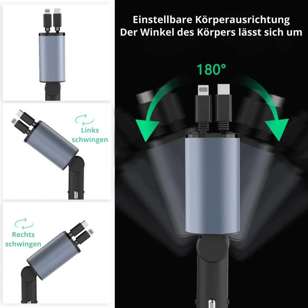 Vortexo™ 4-in-1 Aufziehbares Autoladegerät