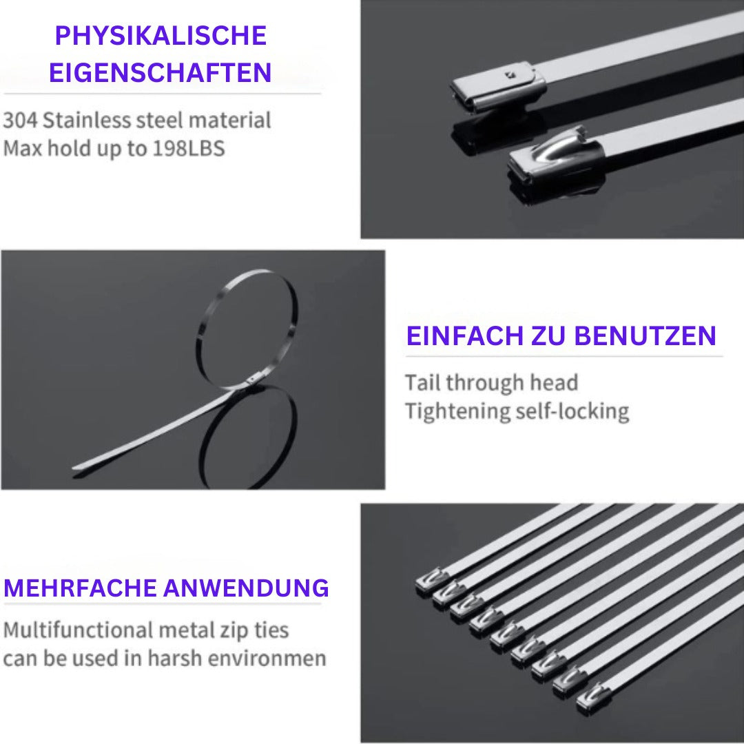 MetalBind™ Kabelbinder aus Edelstahl (50 Stück)