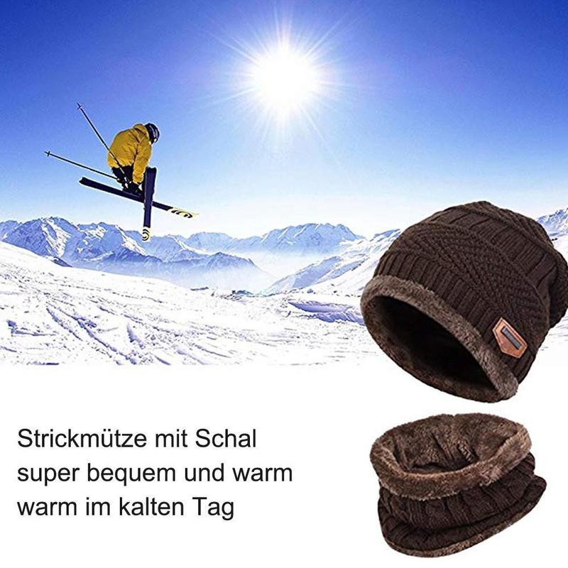 WarmProtect™ - Warme Strickmütze mit Schal  Gestrickt & Fleece Set (1+1 GRATIS)