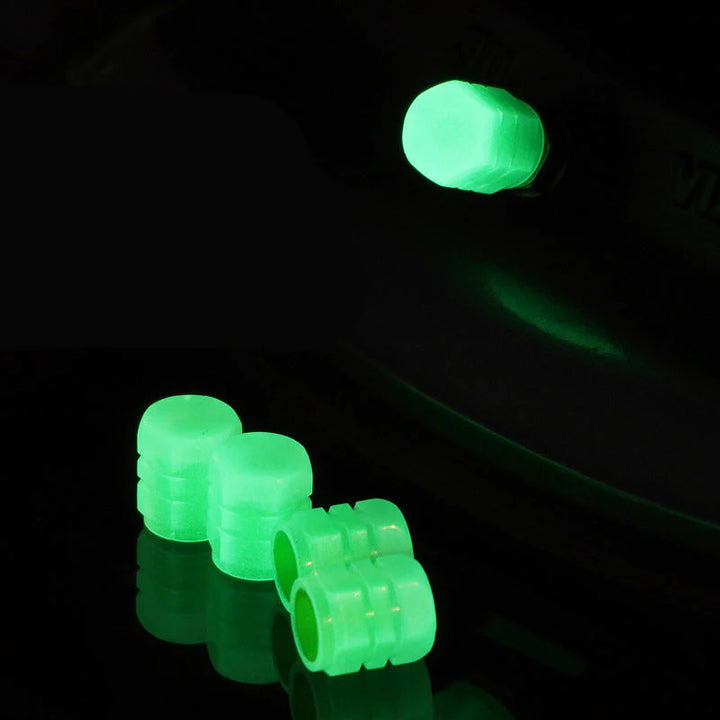 GlowCaps™ - Universelle fluoreszierende Reifenventilkappen (Satz von 4 Stück)