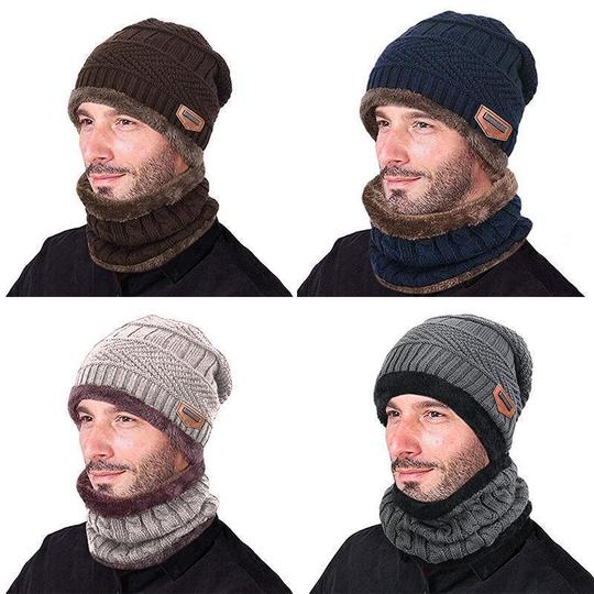 WarmProtect™ - Warme Strickmütze mit Schal  Gestrickt & Fleece Set (1+1 GRATIS)