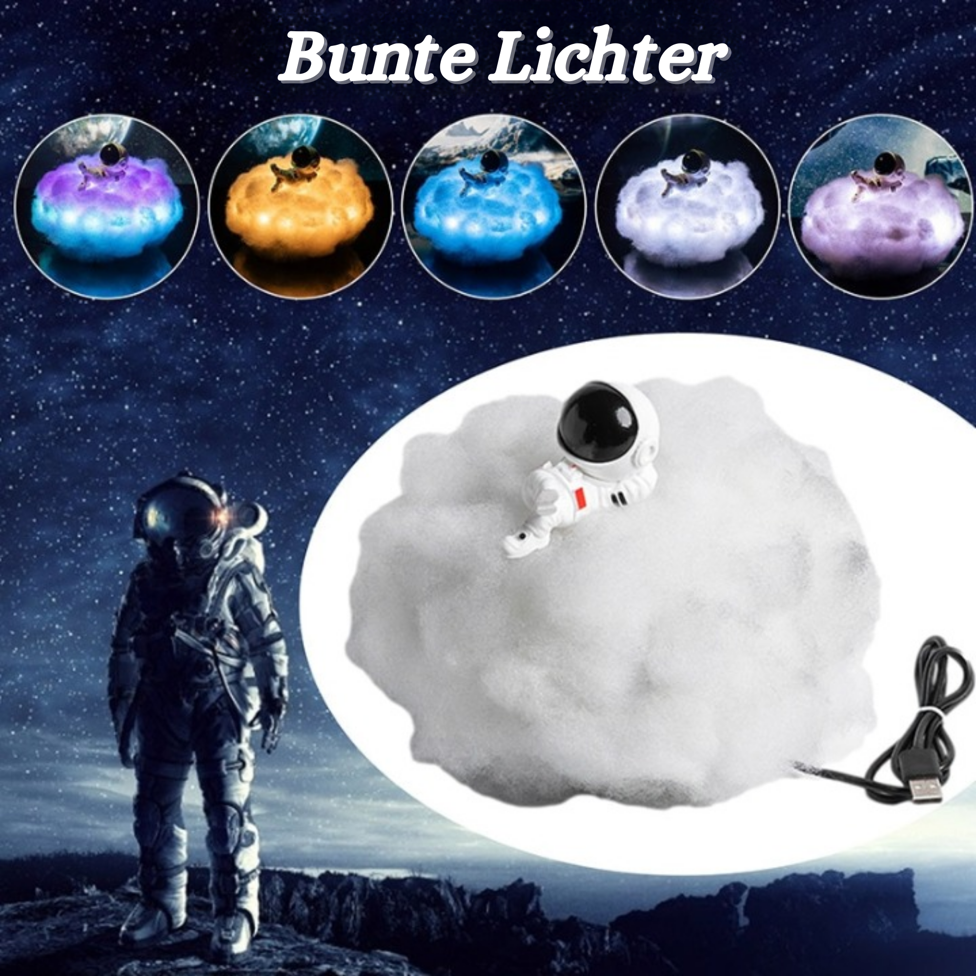 Astrolight™️ I Wolken Astronaut Lampe